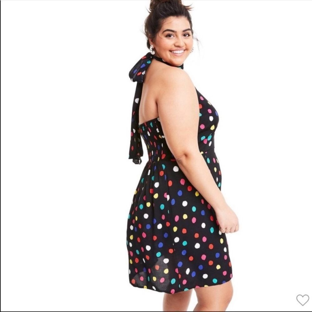 Rixo x Target Black Multi-color Polka Dot Halter Neck Knee Length Mini Dress 2X